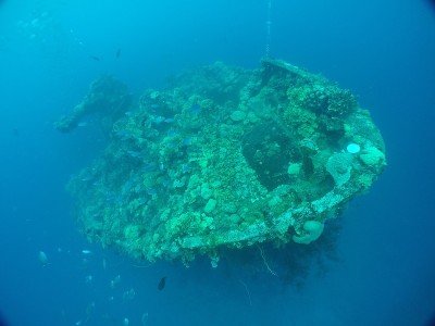 Famous wreck ship Fujikawa maru in Truk lagoon