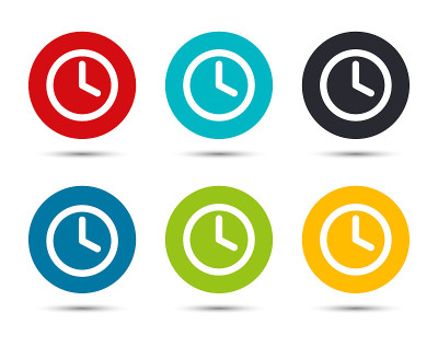 Clock icon flat round button set illustration desi