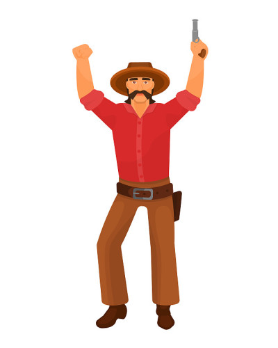 Character cowboy sheriff men from the western, wit
