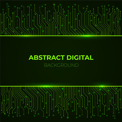 High-tech background from computer green glowing n