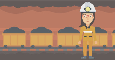 Confident miner in hardhat