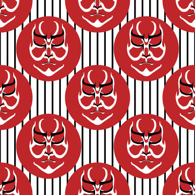 Vector Japanese drama Kabuki face seamless pattern