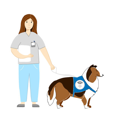 Assisted Animal Therapy Poster with Nurse and Coll