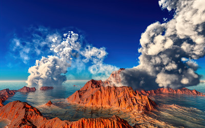 岛上火山喷发