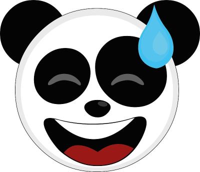 矢量表情插图的卡通熊猫的头部表情符号困惑滴一滴汗水的表情