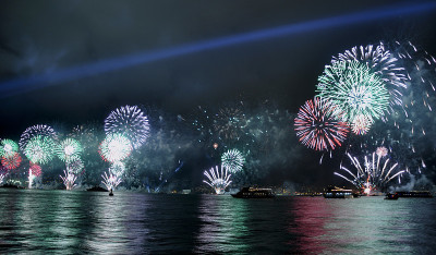 新年庆祝和城市