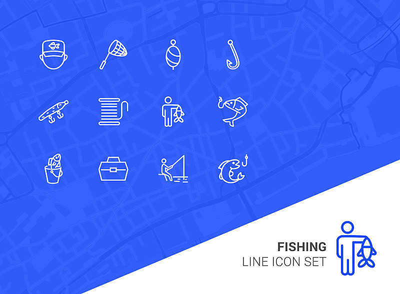 Fishing line icon set