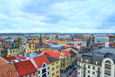 从鸟瞰Ivano-Frankivsk