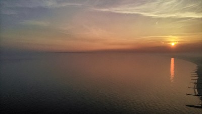 多塞特基督城，Southbourne海滩上朦胧的日落