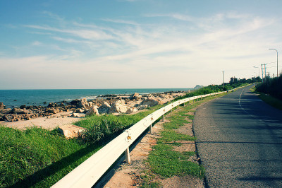 场景，越南，海岸，海滩，道路，拉吉