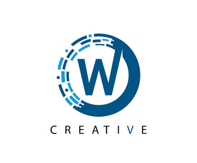 圆数据W字母标志设计。