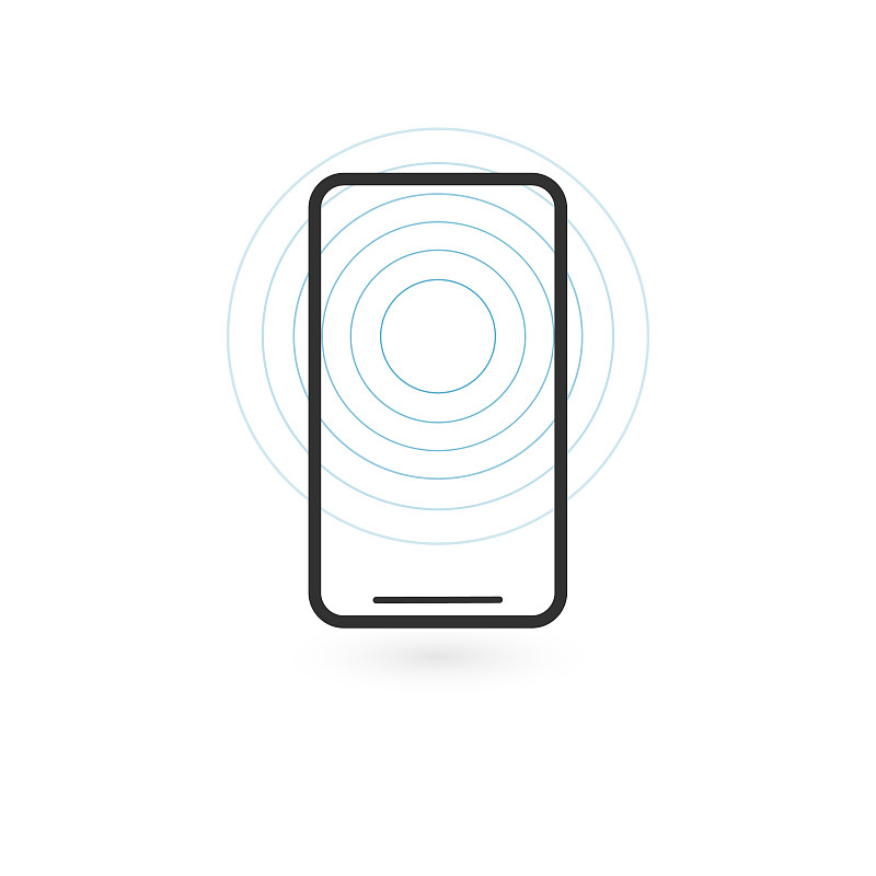 无线充电的手机。无线充电手机的轮廓。无线充电。轮廓图标玉米饼。概述无线充电概念。功率波。
