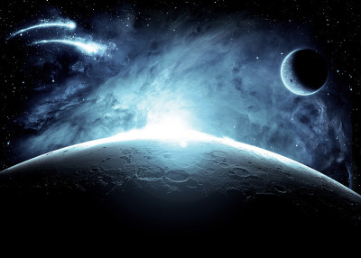 外太空中有光的月球表面