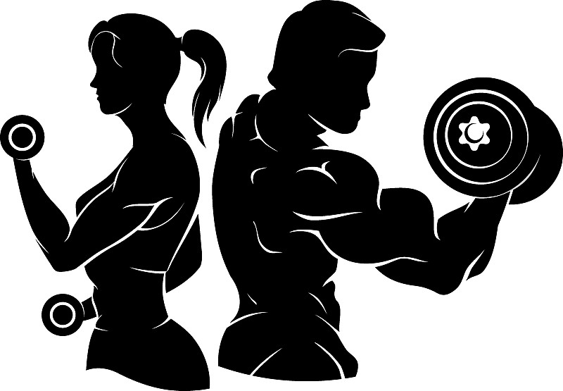 Weight Lifting and Healthy Fitness Silhouette