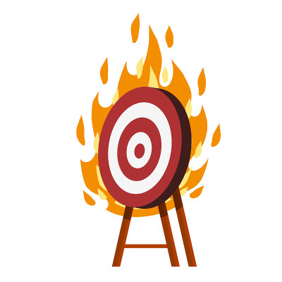 Target for arrows. Red and white fire aim. Busines
