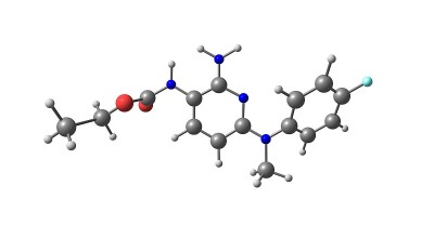 白色上分离的氟吡丁分子结构