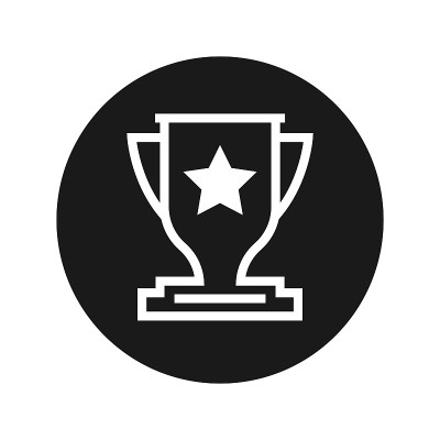 Trophy icon flat black round button vector illustr