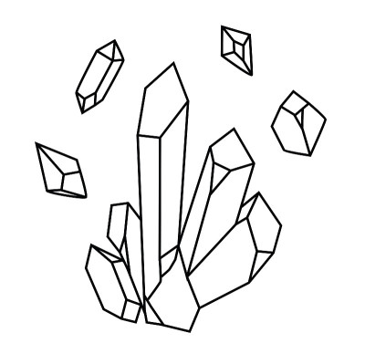 矢量手绘矿物水晶石孤立在白色