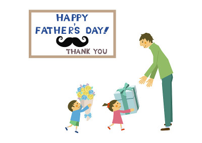 Father and children clip art. Illustration for Fat