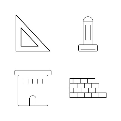 建筑和建筑简单的线性轮廓矢量图标集。