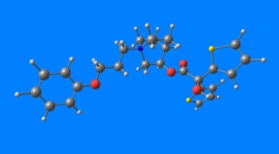 溴化阿克林分子结构在蓝色上隔离