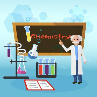 化学课老师在工作服老人站立