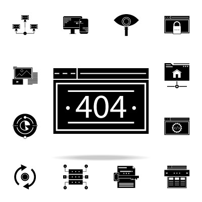 服务器错误图标。Web开发图标通用设置为Web和移动
