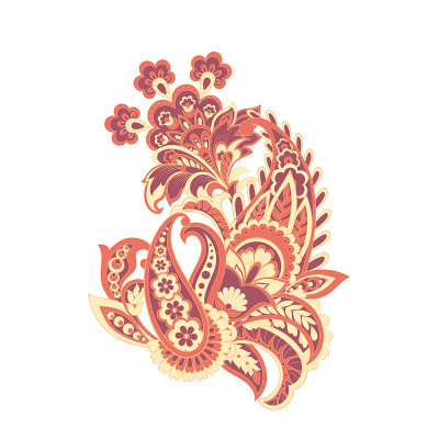 佩斯利矢量模式。孤立的亚洲插图