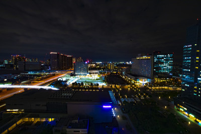 夜景在有明东京城市城镇宽镜头