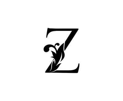 黑色花卉复古Z字母图标设计。