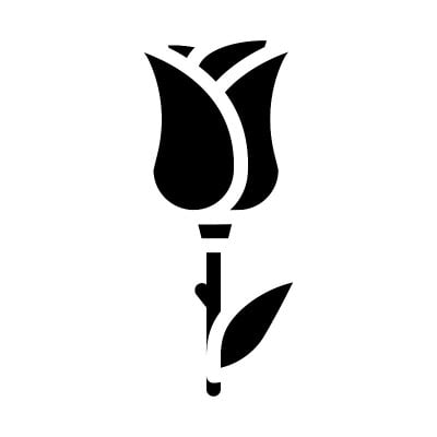 玫瑰芳香花字形图标矢量插图