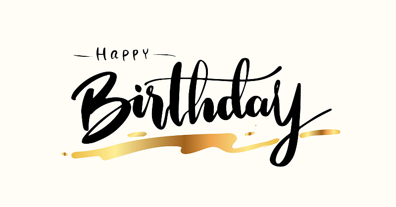 Happy Birthday lettering text banner, black color.