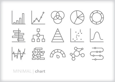 Chart line icons showing types of diagrams to disp