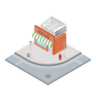 报摊等距矢量图。