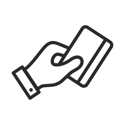 手拿信用卡，ATM图标矢量插图