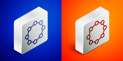 Isometric line Chemical formula icon isolated on b