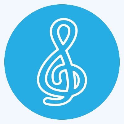 图标高音谱号-蓝眼睛风格-简单的插图，有利于打印，公告，等