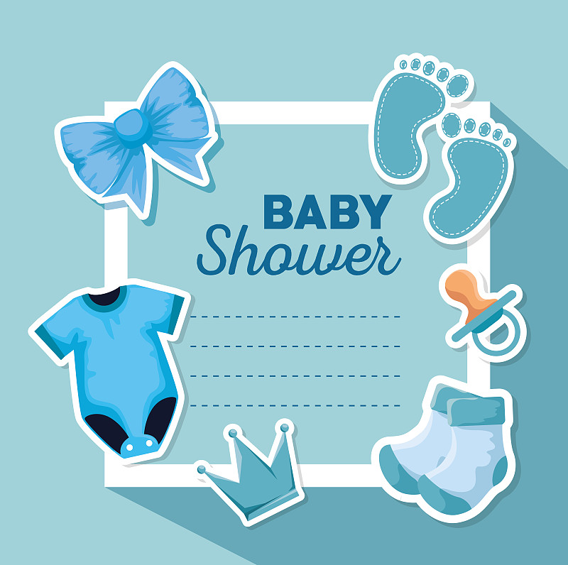 card of pijama with socks and ribbon bow and pacif