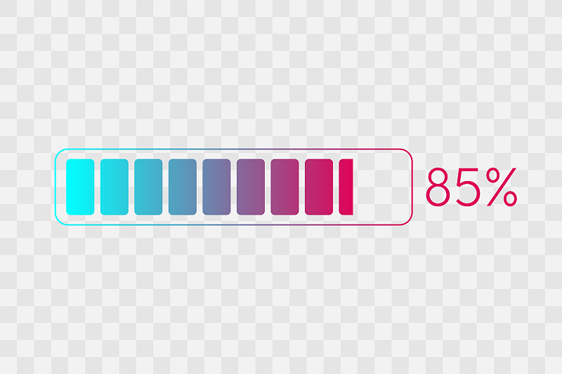 85%的图表。矢量图形的比例。透明背景上孤立的渐变图标。签署下载，增长，进步，业务，设计