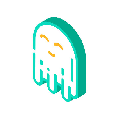幽灵神秘的等距图标矢量符号插图