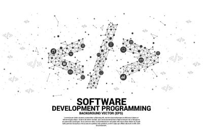 矢量多边形软件开发编程标记点连接线和功能实用图标。