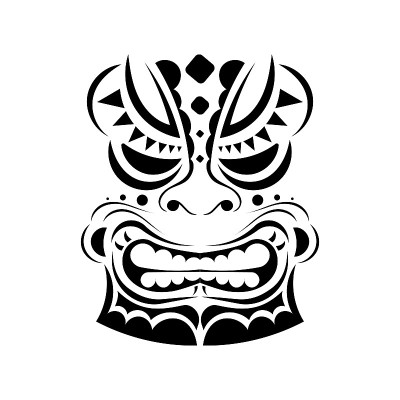 毛利或非洲风格的纹身素描面具脸图腾