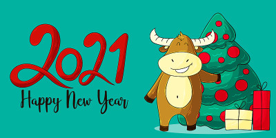 2021 HAPPY NEW YEAR Children's illustration. Chine