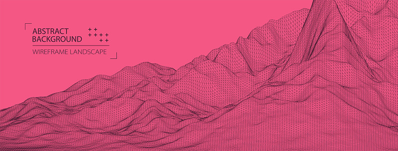 线框景观背景。未来的矢量插图。