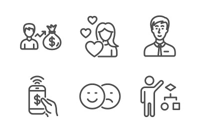 Sallary, Like and Love icons set. Phone payment, B