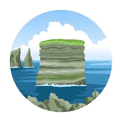 多层岩石丹Bristy在爱尔兰海岸附近。五彩缤纷的海洋的观点。