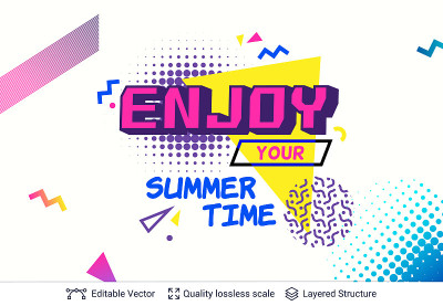 Summer season ad poster in pop-art style.