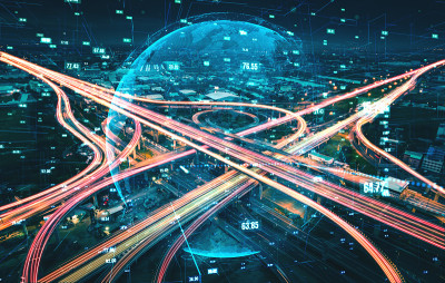 未来的道路运输技术与数字数据传输图形