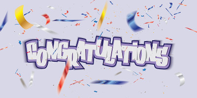 Congratulations banner with colorful defocused con