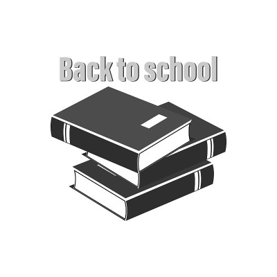 书。回到学校。矢量图标。会徽、海报、笔记本封面设计。远程教育。